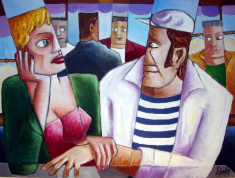 COUPLE(exclusivité galerie LEVY 83570 COTIGNAC) - Peinture - Gerard Lesoeur