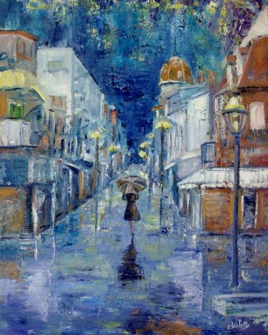 Rain & Blues foyalais - Peinture - Catherine VALETTE