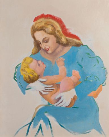 La Mère et l'Enfant (inachevé) - Peinture - Daniel Blondeau