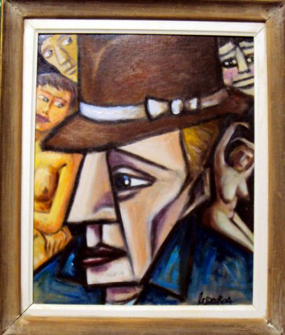 HOMME AU CHAPEAU - Peinture - Gerard Lesoeur